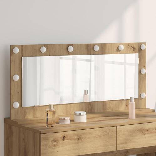 vidaXL Makeupspiegel met LED-verlichting in Artisan Eik, Huis en Inrichting, Woonaccessoires | Spiegels, Nieuw, Verzenden