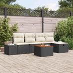 vidaXL Tuinbank Set met kussen met opslag 6 pcs Zwart Poly, Tuin en Terras, Verzenden, Nieuw
