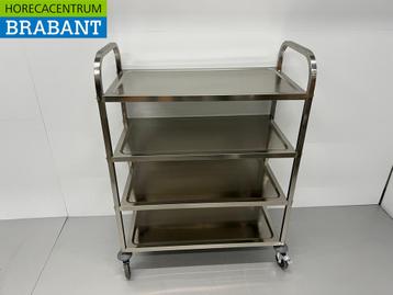 RVS Serveerwagen Dienwagen 4 lagen 95 cm Horeca, Ophalen of Verzenden