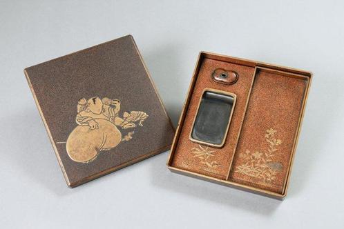 Suzuribako (Writing Box) Set – Hotei with Children, Autumn, Antiek en Kunst, Antiek | Overige Antiek