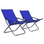 vidaXL Chaises pliables de plage lot de 2 Tissu Bleu, Verzenden