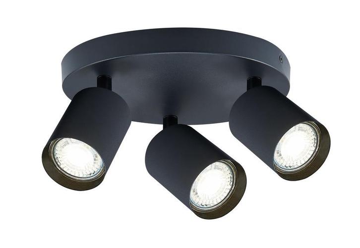 Ronde Opbouw Spot Zwart | 3x Verstelbare Spots | GU10 Lamp, Huis en Inrichting, Lampen | Spots, Led, Nieuw, Metaal of Aluminium