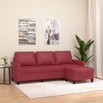 vidaXL Driezitsbank met voetenbank 180 cm kunstleer wijnrood, Huis en Inrichting, Verzenden, Nieuw