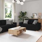 vidaXL 2-delige bankset met kussens, zwarte stof, Huis en Inrichting, Zetels | Zetels, Verzenden, Nieuw