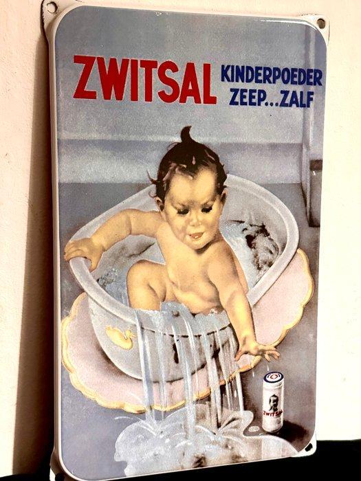 No reserve- Emaille reclamebord Zwitzal Kinderpoeder Zeep, Antiek en Kunst, Antiek | Wandborden en Tegels
