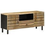vidaXL Tv-meubel 105x33,5x46 cm massief ruw mangohout zwart, Huis en Inrichting, Woonaccessoires | Cd- en Dvd-rekken, Verzenden