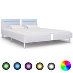 vidaXL Cadre de lit avec LED Blanc Similicuir 180 x 200, Maison & Meubles, Neuf, Verzenden