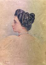 Alberto Melillo (1866-1915) - Profilo di donna, Antiek en Kunst, Kunst | Schilderijen | Klassiek