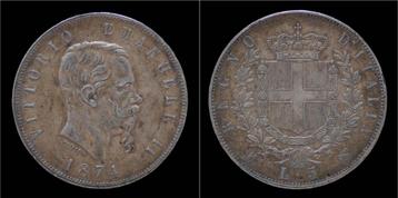 Italy Vittorio Emanuele Ii 5 lire 1874m zilver beschikbaar voor biedingen
