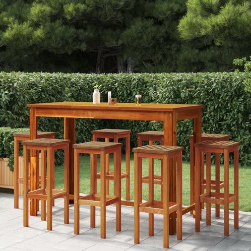 vidaXL 9-delige Tuinbarset massief acaciahout, Tuin en Terras, Tuinsets en Loungesets, Nieuw, Verzenden