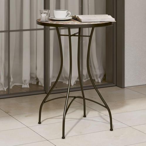 vidaXL Table de bistro mosaïque terre cuite blanc Ø50x70, Tuin en Terras, Tuinsets en Loungesets, Verzenden