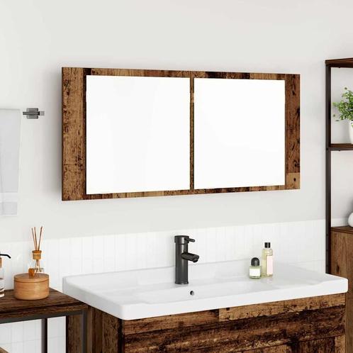 vidaXL LED Spiegelkast Oud Hout 100x12x45 cm Hout, Huis en Inrichting, Tafels | Kaptafels, Nieuw, Verzenden