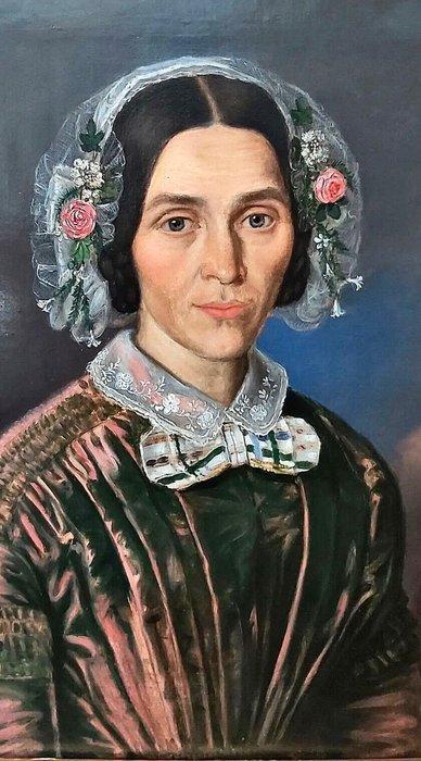 Scuola Biedermeier (XIX) - Gentildonna, Antiek en Kunst, Kunst | Schilderijen | Klassiek