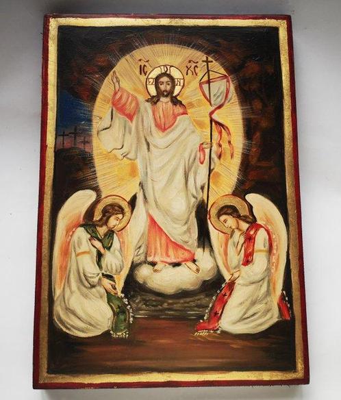 Icoon - Opstanding van Christus, handgeschilderde icoon -, Antiek en Kunst, Antiek | Boeken en Manuscripten