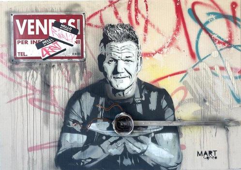 Mart Signed - STREET FOOD ( Gordon Ramsay) eat in the street, Antiek en Kunst, Kunst | Schilderijen | Modern