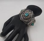 Armband met ingelegde faience scarabeeën - Zilver - Egypte -, Antiek en Kunst
