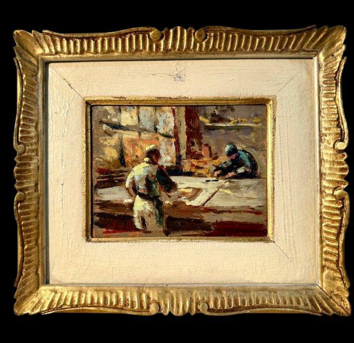 Vincenzo Irolli (1860–1949), attribuito a - Gli operai, Antiek en Kunst, Kunst | Schilderijen | Klassiek