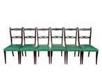 Eetkamerstoel - Set van zes zwarte en groene stoelen, jaren