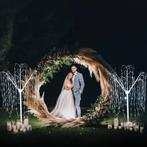 Backdrop frame cirkel bruiloft - Goud 200 cm & 2 x LED