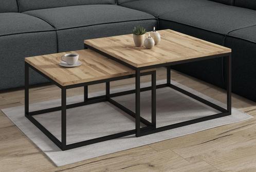 Salontafel Styler - Eiken - Set van 2, Huis en Inrichting, Tafels | Salontafels, Nieuw, 50 tot 100 cm, Minder dan 50 cm, Verzenden
