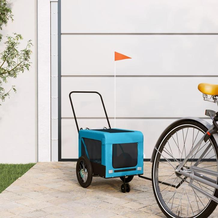 vidaXL Hondenfietstrailer oxford stof en ijzer blauw en, Dieren en Toebehoren, Overige Dieren-accessoires, Nieuw, Verzenden
