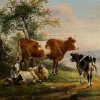 Italian school (XVIII-XIX) - Landscape with cows, goats, and