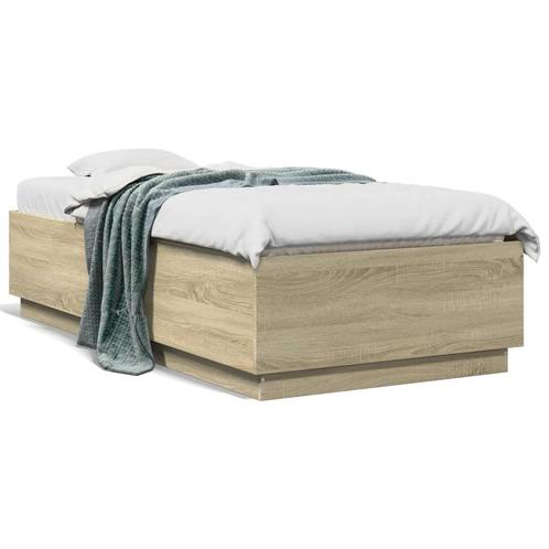 vidaXL Cadre de lit chêne sonoma 90x190 cm bois, Maison & Meubles, Chambre à coucher | Lits, Neuf, Envoi