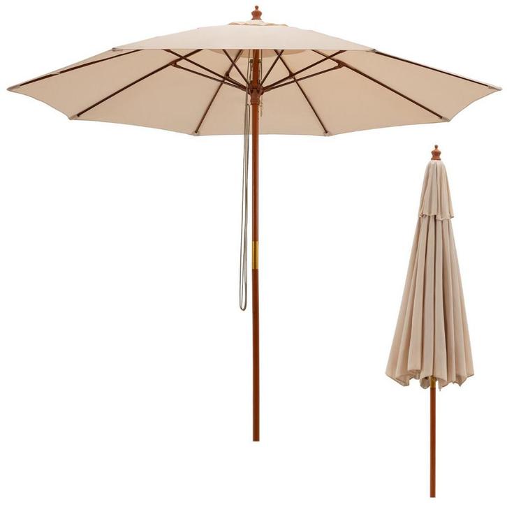 2dekans | Coast Ronde Terrasparaplu Beige Ø283 x 252,5 cm –, Tuin en Terras, Overige Tuin en Terras, Ophalen of Verzenden