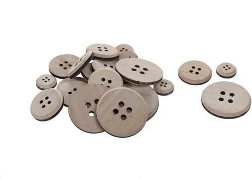 Houten Knopen White Wash 3-7 cm 15 stuks, Hobby en Vrije tijd, Knutselen, Nieuw