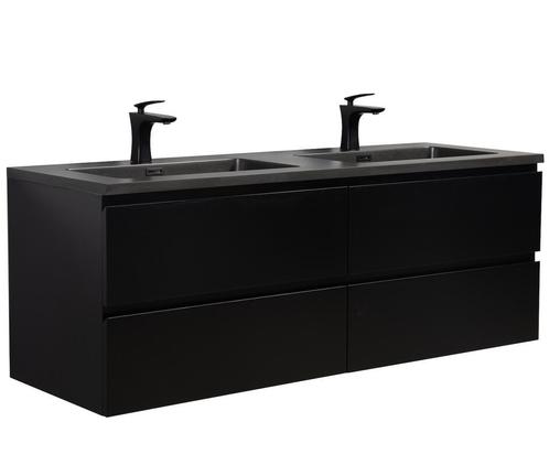 Badkamermeubel Set Angela 140cm Mat Zwart Badmeubel, Huis en Inrichting, Badkamer | Badkamermeubels, Nieuw, Verzenden