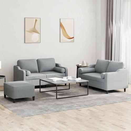vidaXL 3-delige Loungeset met kussens stof lichtgrijs, Huis en Inrichting, Zetels | Zetels, Nieuw, Verzenden