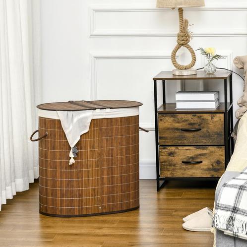 Wasmand - Bamboe - Groot formaat - Deksel - Bruin, Huis en Inrichting, Badkamer | Badtextiel en Accessoires, Nieuw, Ophalen of Verzenden