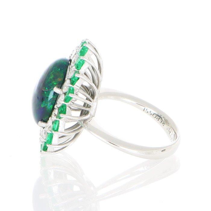 Repossi - Ring - 18 karaat Witgoud Opaal - Smaragd, Handtassen en Accessoires, Ringen