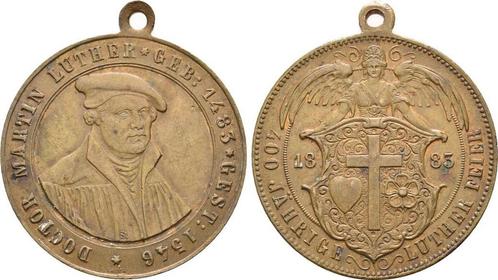 Brons medaille a d 400 Geburtstag Luthers 1883 Sachsen Al..., Postzegels en Munten, Penningen en Medailles, Verzenden