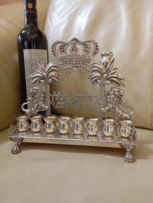 E.Zada - Menora - .800 zilver - Zilveren menorah, Antiquités & Art, Antiquités | Argent & Or
