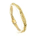 Gouden fantasieschakel armband (Schakelarmband), Ophalen of Verzenden, Gebruikt, Overige kleuren, Goud