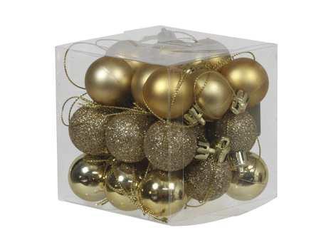 Kerstballen 3cm. 27 stuks Goud combi kunststof onbreekbaar, Hobby en Vrije tijd, Knutselen, Nieuw