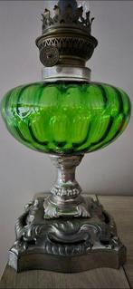 Olielamp - Kristal - Antieke messing lamp, Antiek en Kunst