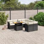 vidaXL 9-delige Loungeset met kussens poly rattan zwart, Verzenden, Nieuw, Loungeset