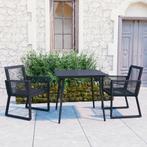 vidaXL 3-delige Tuinset PVC-rattan zwart, Tuin en Terras, Verzenden, Nieuw, Tuinset