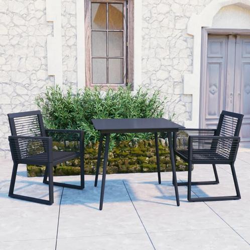 vidaXL 3-delige Tuinset PVC-rattan zwart, Tuin en Terras, Tuinsets en Loungesets, Tuinset, Nieuw, Verzenden