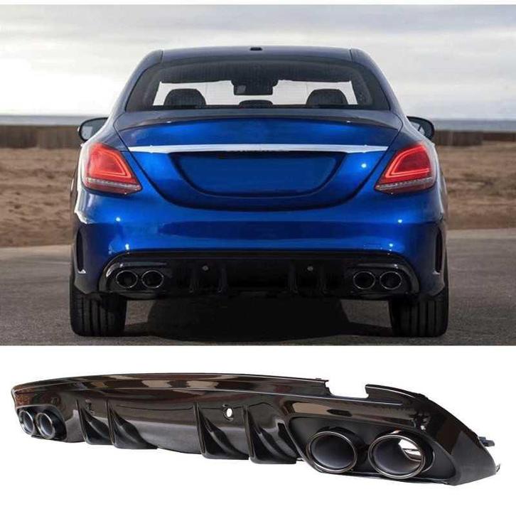 Diffuser voor mercedes w205 s205 amg line dubbele zwarte ron, Auto-onderdelen, Carrosserie
