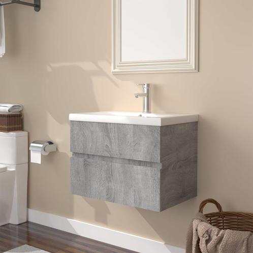 vidaXL Meuble lavabo avec bassin intÃ©grÃ© Sonoma gris, Maison & Meubles, Tables | Coiffeuses, Neuf, Envoi