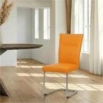 Leren eetkamerstoel Retro - Toledo Mandarin (oranje) -, Huis en Inrichting, Overige kleuren, Nieuw, Leer, Ophalen of Verzenden