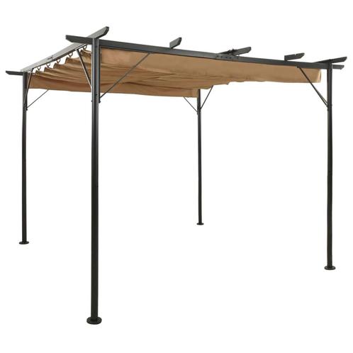 vidaXL Pergola avec toit rétractable taupe 3x3 m acier, Jardin & Terrasse, Poteaux, Poutres & Planches, Neuf, Envoi