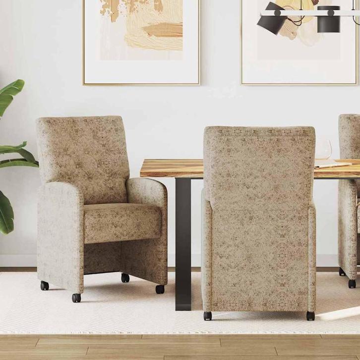 vidaXL Eetkamerstoelen met wielen 2 pcs Lichtgrijs 58 x 67 x, Huis en Inrichting, Stoelen, Nieuw, Verzenden