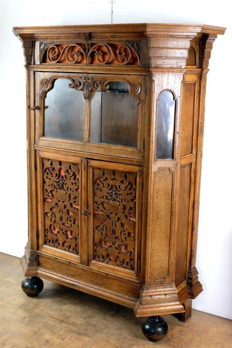 Kast - elegante kleine vitrinekast - eikenhout, Antiek en Kunst, Antiek | Overige Antiek