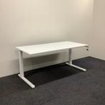 Slinger bureau 160x80 cm, wit blad - wit metalen L -poten, In hoogte verstelbaar, Gebruikt, Bureau