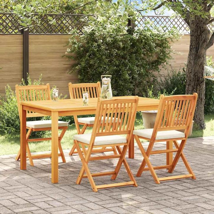 vidaXL Vouwstoel 4 pcs Wit 49 x 57,5 x 92cm Massief, Tuin en Terras, Tuinstoelen, Nieuw, Verzenden