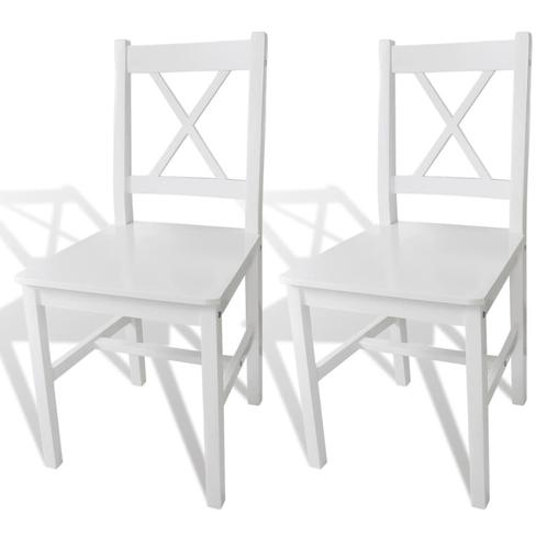 vidaXL Eetkamerstoelen 2 st grenenhout wit, Huis en Inrichting, Stoelen, Nieuw, Verzenden